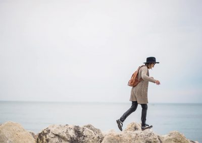 Man on stones