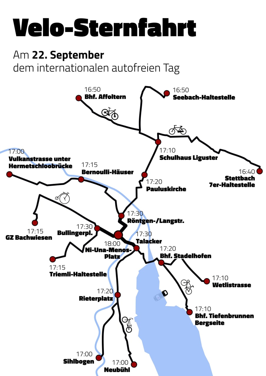 Sternfahrt an die Velodemo 2022 vom 22. September in Zürich